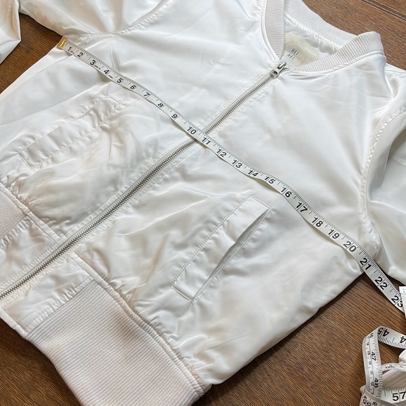Anthropologie Hei Hei White Zip Front Bomber Jacket Size Medium - Picture 9 of 11